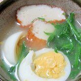 白だしで簡単茹で卵と春菊の吸い物